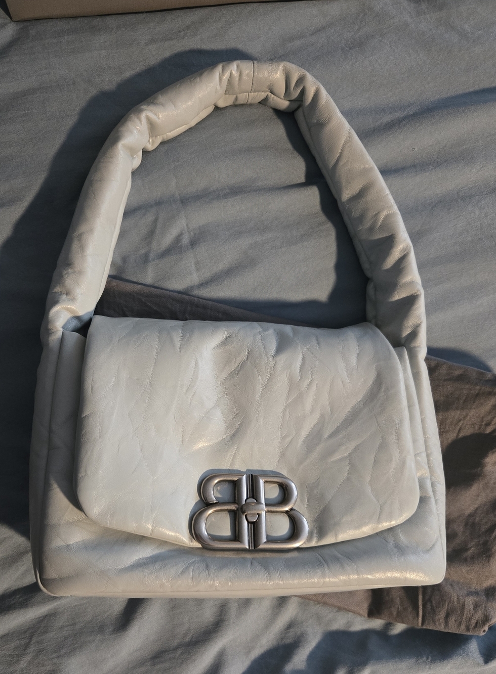 Authentic Balenciaga Blue Gray Monaco Shoulder Bag NWT